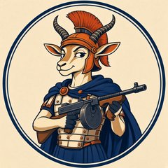 The Belated Gazette emblem: a gazelle in Roman armor